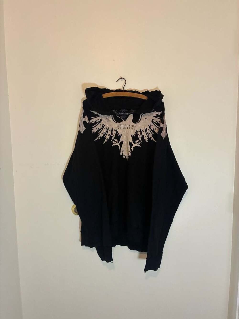 Affliction Live Fast Hoodie Size 2X-Large Black Graphic Distress Y2K